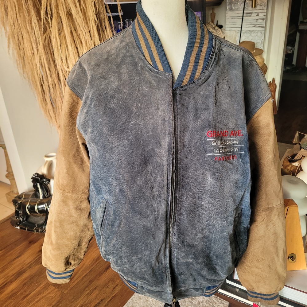 Port Authority Blue and Tan Bomber Jacket